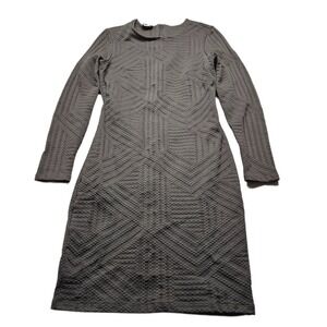 Bebe Bodycon Dress Womens Large Black Textured Long Sleeve Back Zip USA Made